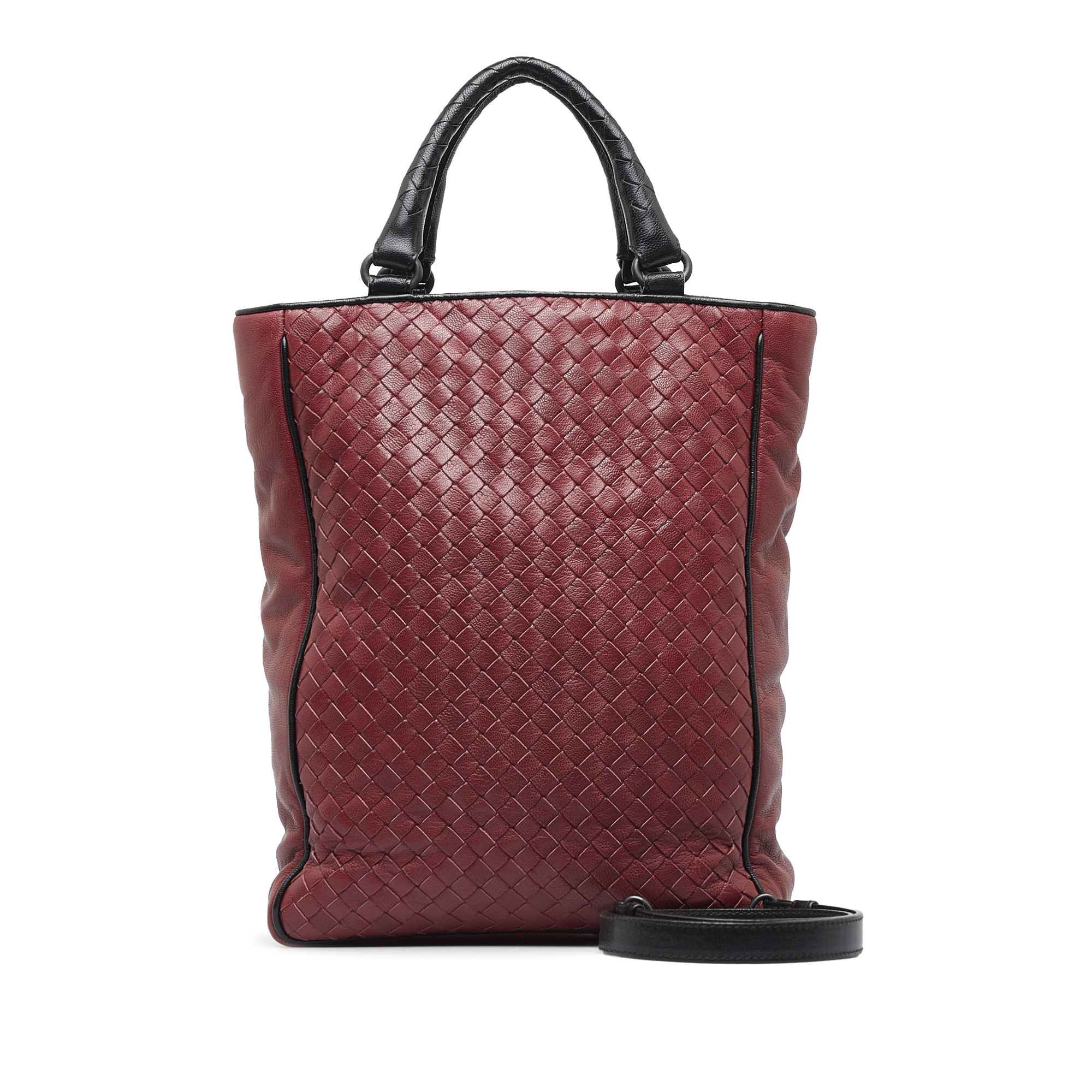 Bottega Veneta Intrecciato Satchel This satchel features a woven leather body, rolled leather