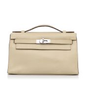 Hermes 2008 Swift Kelly Pochette The Kelly Pochette features a swift leather body, a flat leather