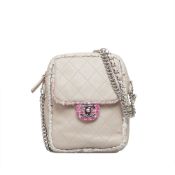 Chanel Elegant Tweed Crossbody This crossbody bag features a quilted lambskin leather body with a