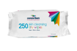 PALLET TO CONTAIN 720 x NEW PACKS OF Skin Cleansing Dry Wipes 250 PER PACK. RRP £4.99 PER PACK,