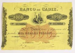 Notes, Spain, Banco de Cadiz,