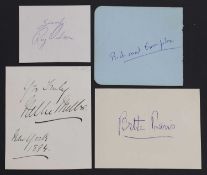 Four miscellaneous signed album pages,