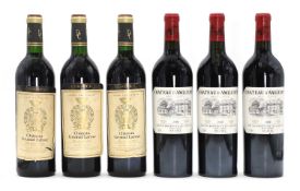 A selection of Bordeaux red wines