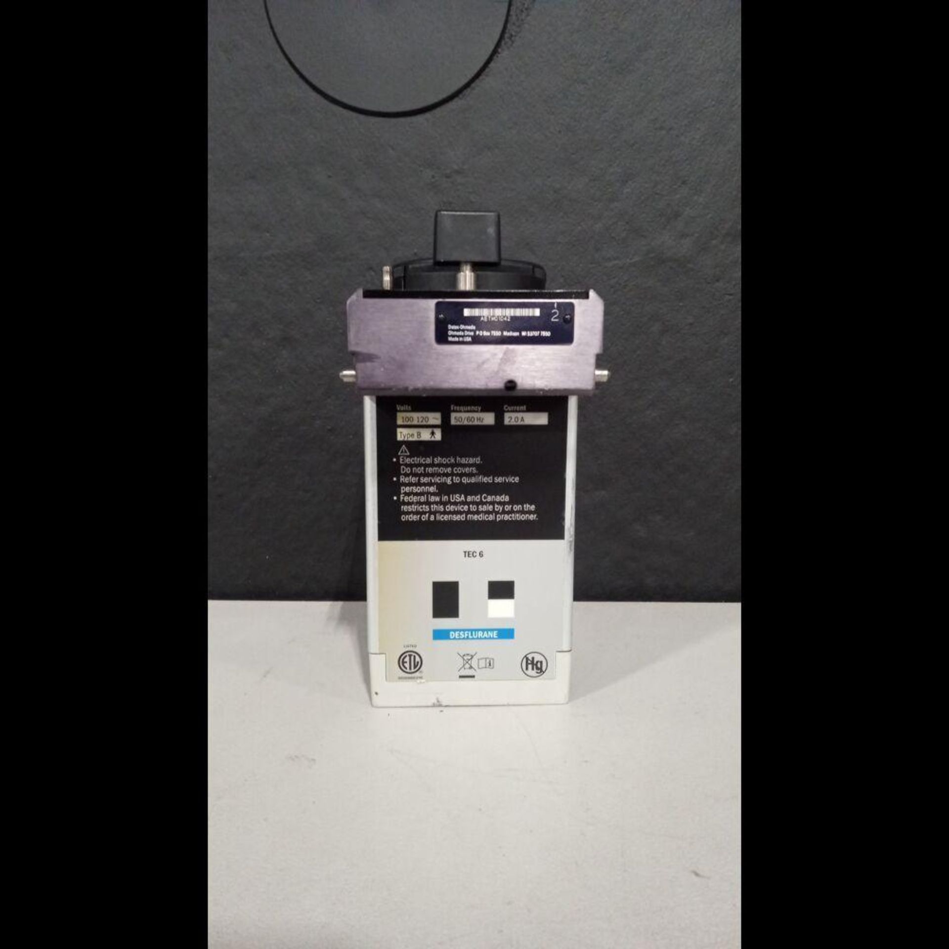 OHMEDA TEC 6 PLUS DESFLURANE VAPORIZER - Image 4 of 5