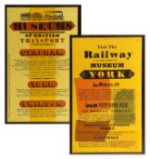 Two Colour Railway Posters: MUSEUMS OF BRITISH TRANSPORT CLAPHAM, YORK AND SWINDON and VISIT THE