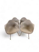 A set of four Herman Miller DAX armchairs in Sparrow designed by Eames