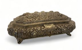 A modern Indian silver foliate pierced casket / jewellery box