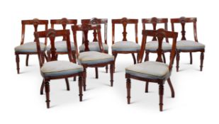 A set of nine late Victorian carved mahogany salon chairs