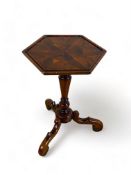 A William and Mary style yew and oyster veneered octagonal tripod table