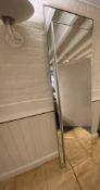 Two similar contemporary brushed aluminium full length mirrors