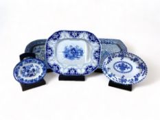 A group of 19th century blue and white meat plates