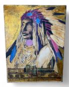 Stan Natchez (Shoshone/Paiute, b.1954), Navajo and a train