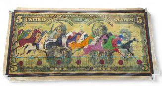 Stan Natchez (Shoshone/Paiute, b.1954), Horses and Navajos on a 5 dollar bill