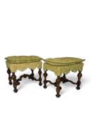 A pair of William and Mary walnut stools