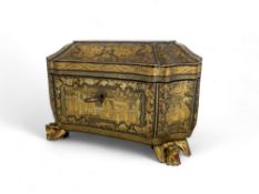 A mid 19th century Chinese export lacquer tea caddy