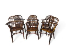 A matched set of six ash and elm Windsor armchairs, Thames Valley, circa 1850