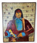 Stan Natchez (Shoshone/Paiute, b.1954), Navajo with Birds against one dollar bills