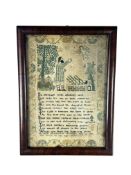 A 19th century sampler of Genesis 22 by Hannah Sunderland, age 9