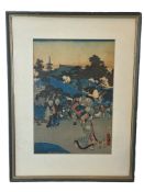 Toyokuni III / Kunisada (1786-1864) A Japanese woodblock print and a Chinese gouache