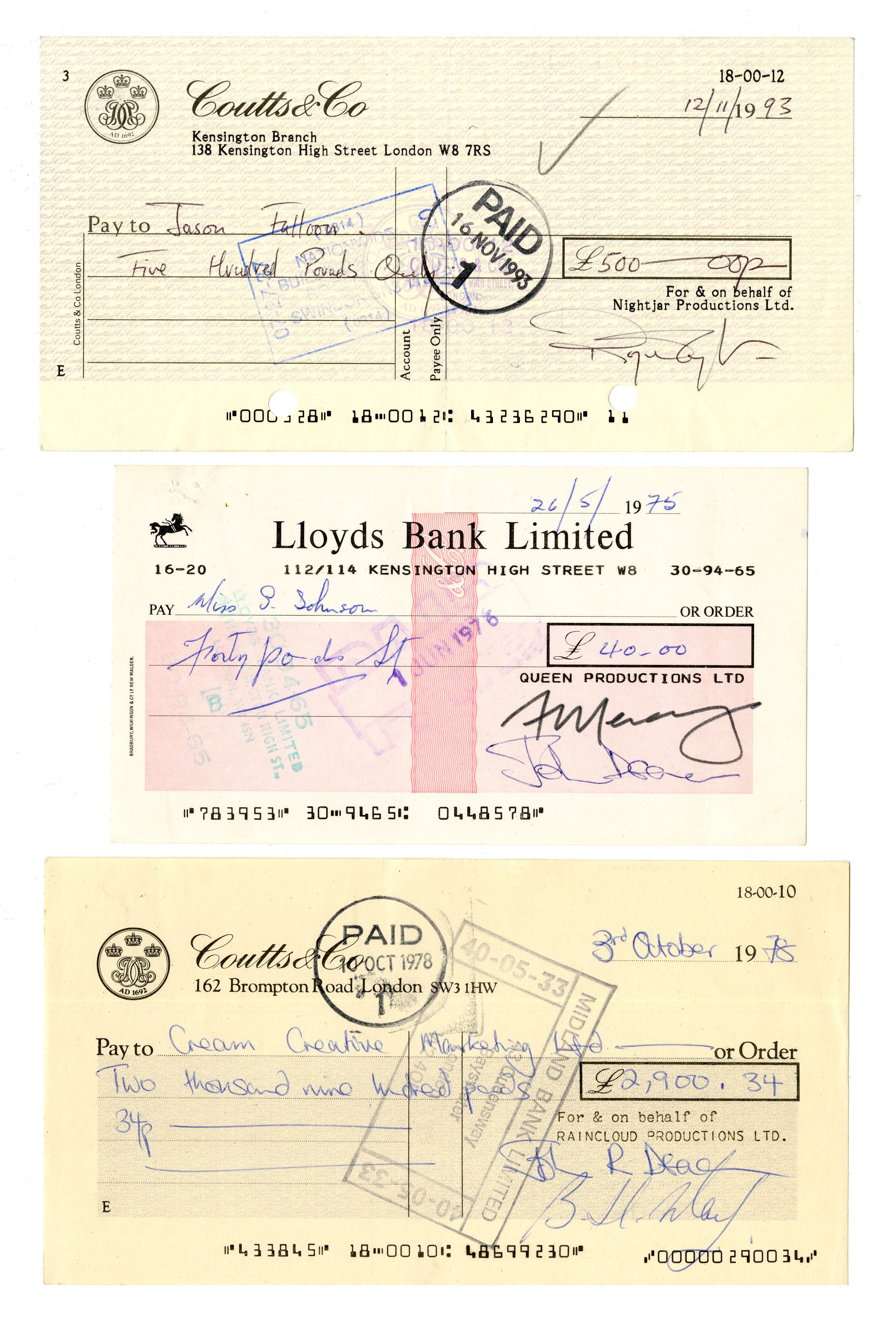 Queen Signed Cheque Collection (UK)