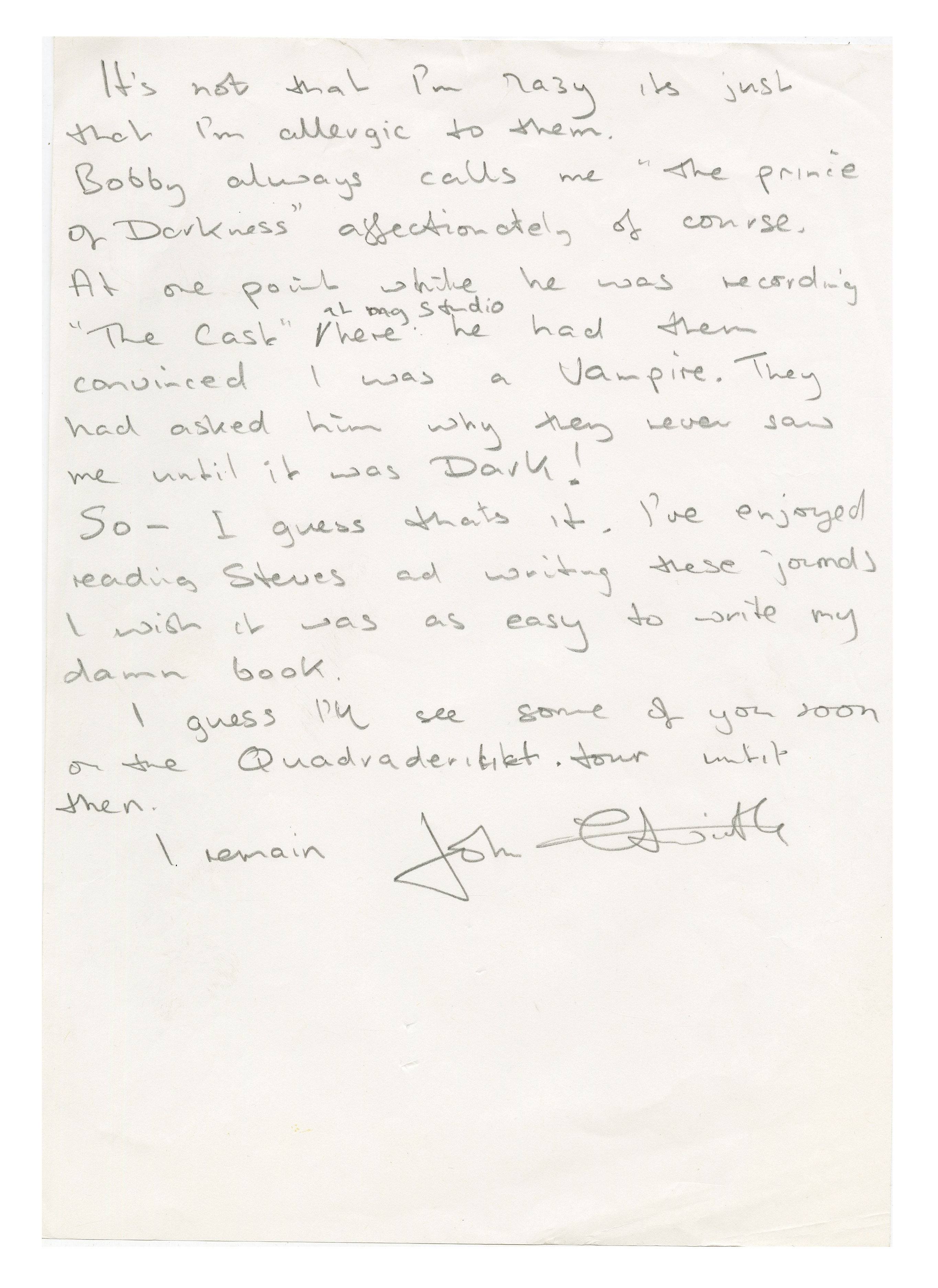 John Entwistle Handwritten Diary Entry (UK) - Image 2 of 2