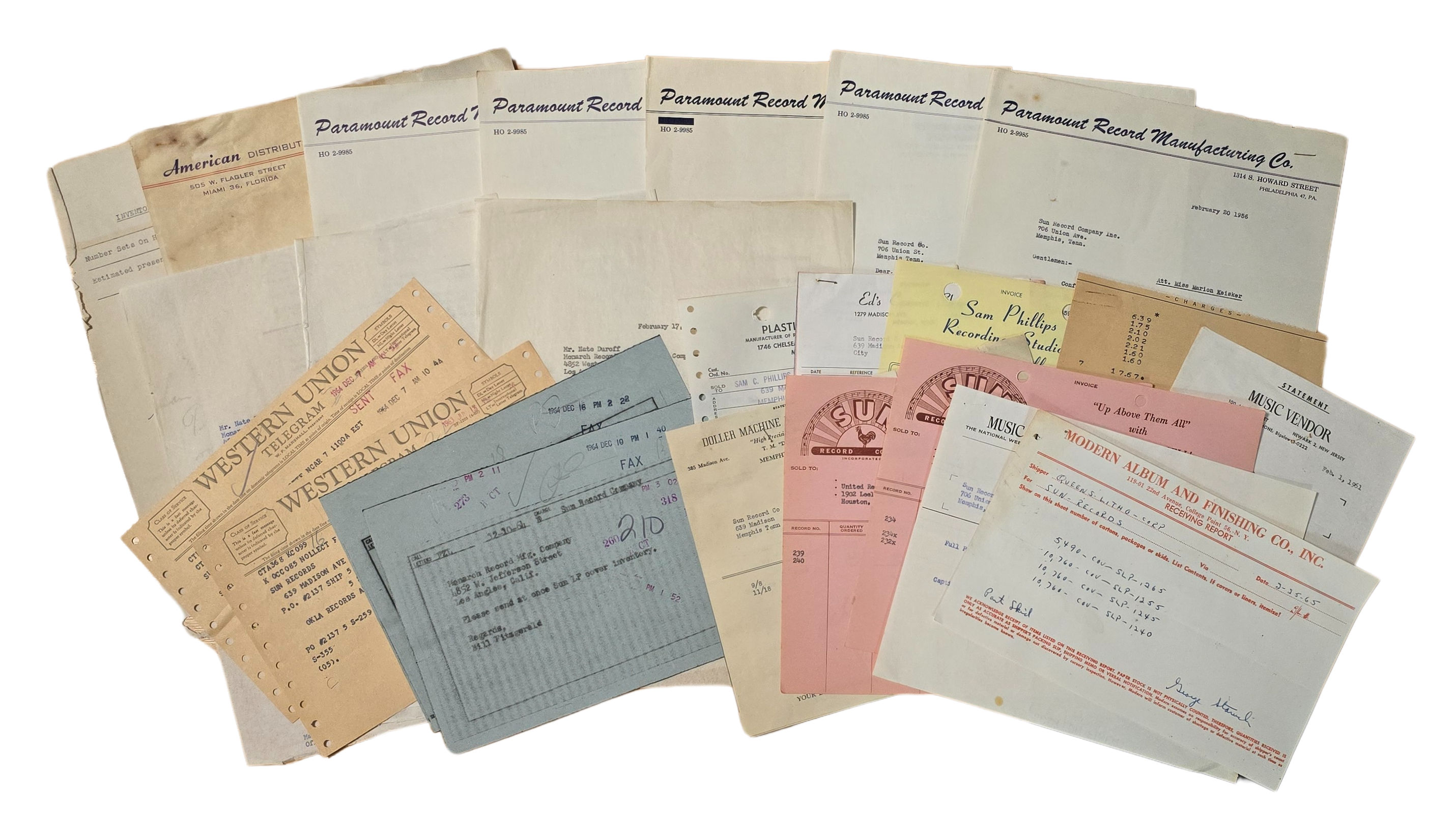 Sun Records 1950s/1960s Correspondence & Invoices (USA)