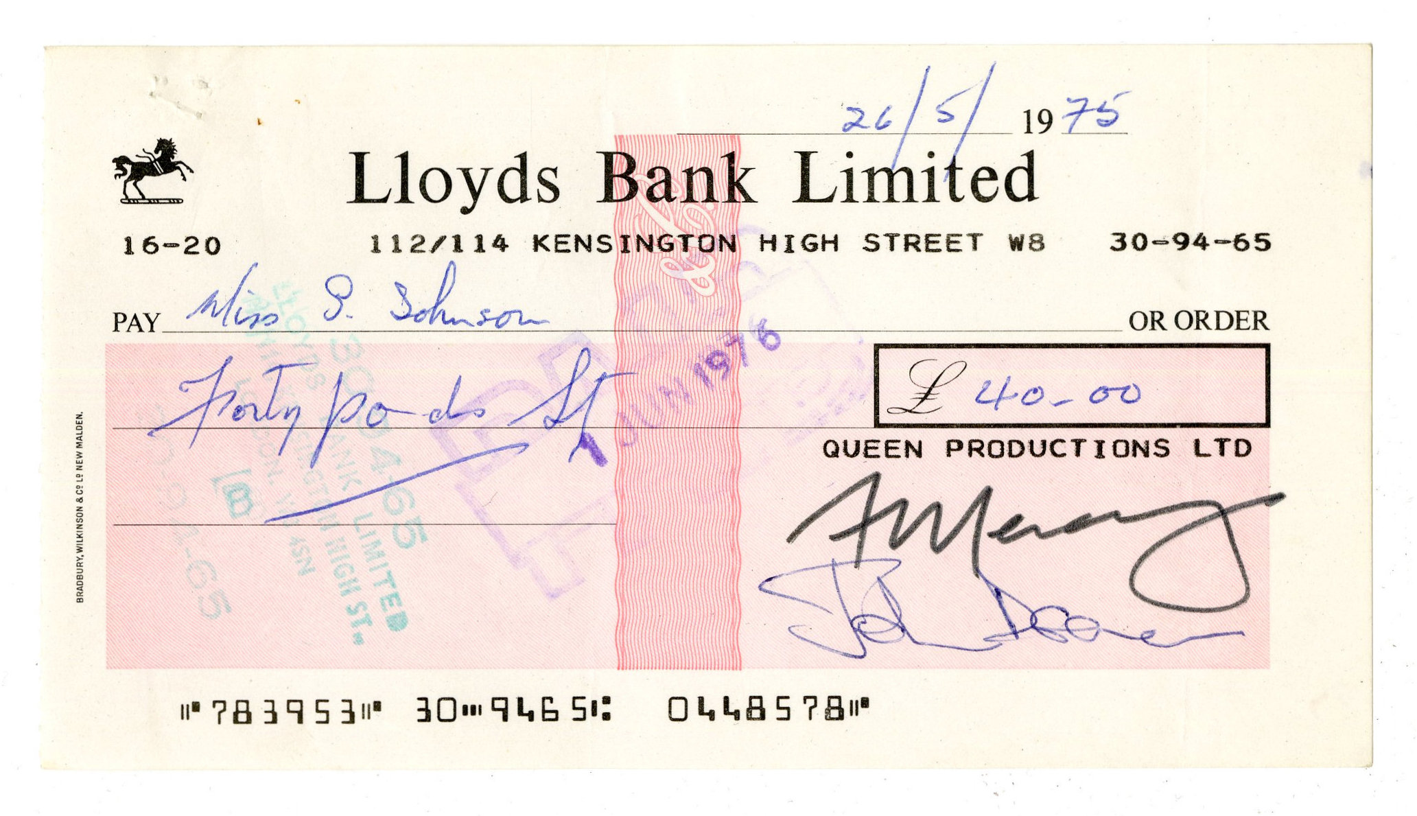 Queen Signed Cheque Collection (UK) - Image 2 of 4