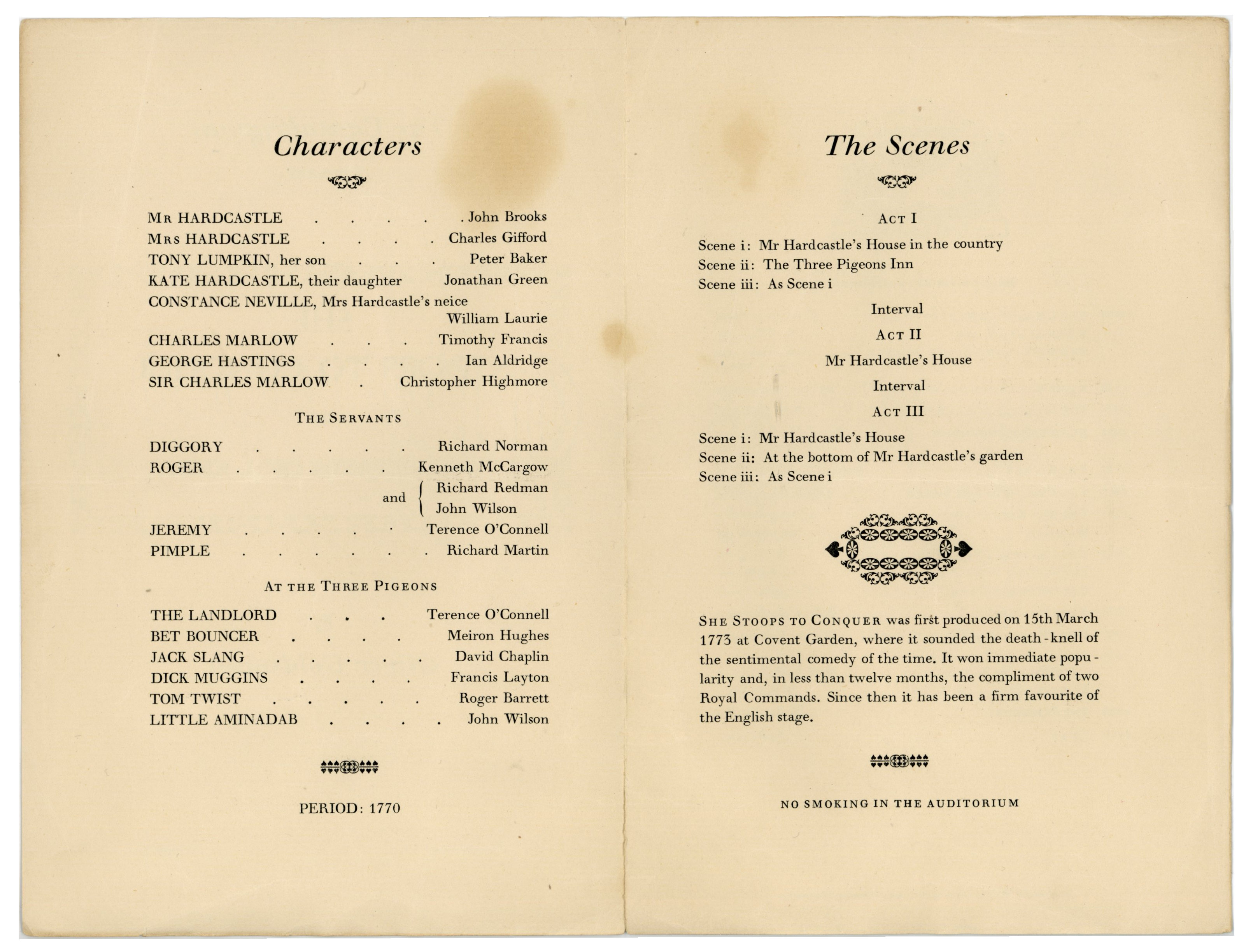 Syd Barrett 1961 She Stoops To Conquer School Performance Programme (UK) - Image 2 of 2