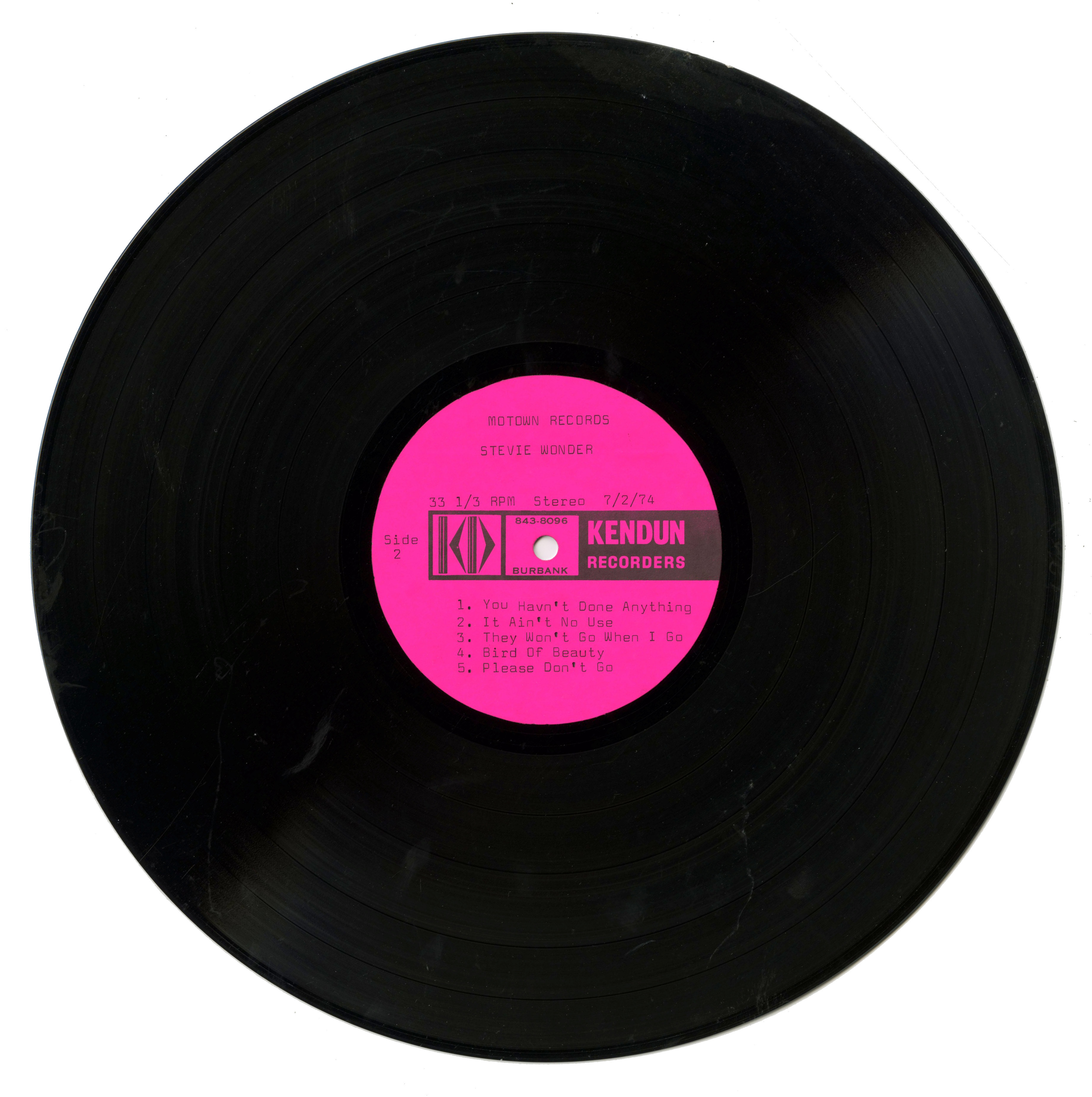 Stevie Wonder 1974 Fullfillingness' First Finale 2 Single Sided Kendun Recorders Acetates (USA) - Image 2 of 2