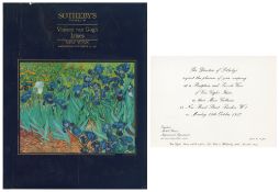 Freddie Mercury Owned Sotheby's Van Gogh's Irises Catalogue & Private View Invitation