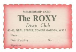 The Roxy Club 1970s Unused Membership Card (UK)