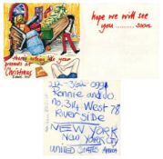Ronnie & Jo Wood 1978 Christmas Card (UK)