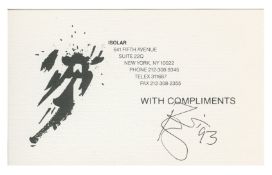 David Bowie 1993 Autographed Isolar Compliments Card (USA)