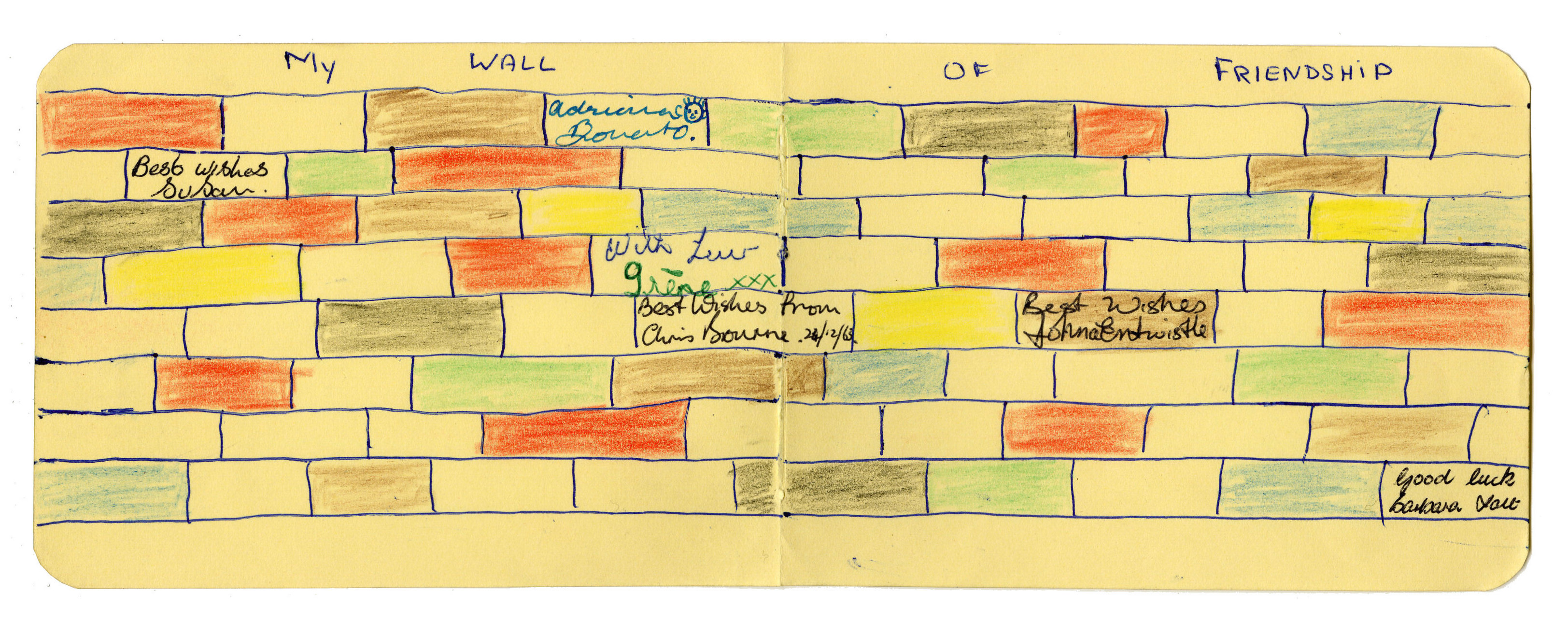 John Entwistle 1964 Signed Wall Of Friendship (UK)