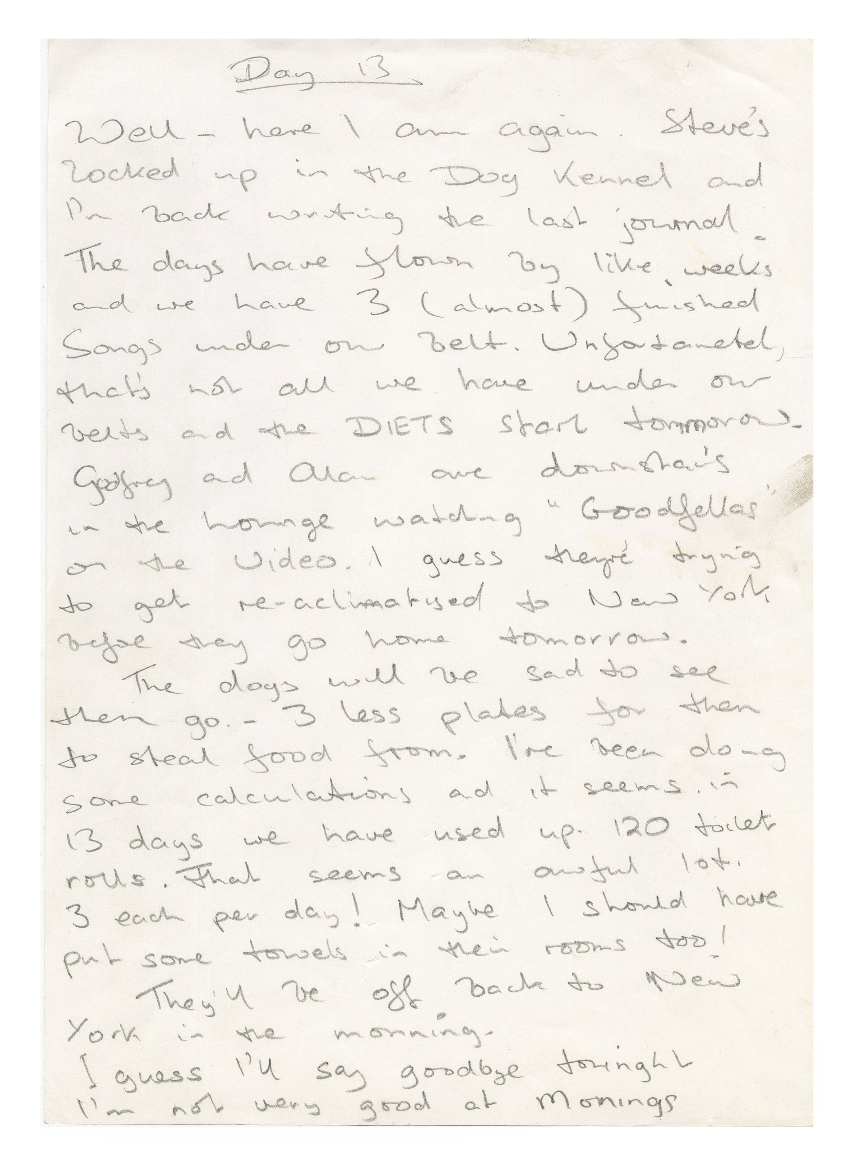 John Entwistle Handwritten Diary Entry (UK)