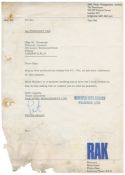 Peter Grant 1965 & 1985 Signed Receipts & Letter (UK)