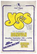 Yes / Donovan 1977 Memorial Coliseum Portland Window Card (USA)