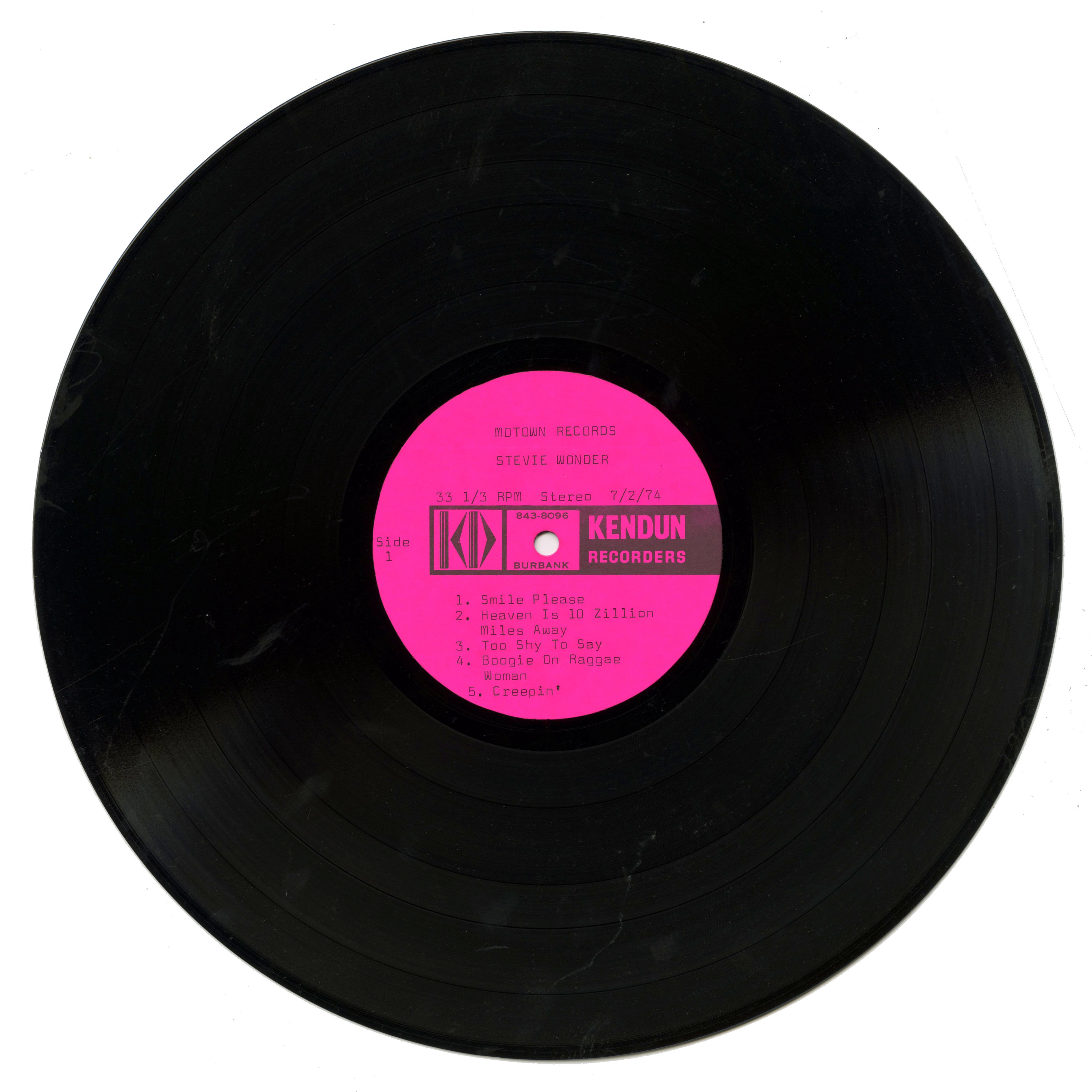 Stevie Wonder 1974 Fullfillingness' First Finale 2 Single Sided Kendun Recorders Acetates (USA)