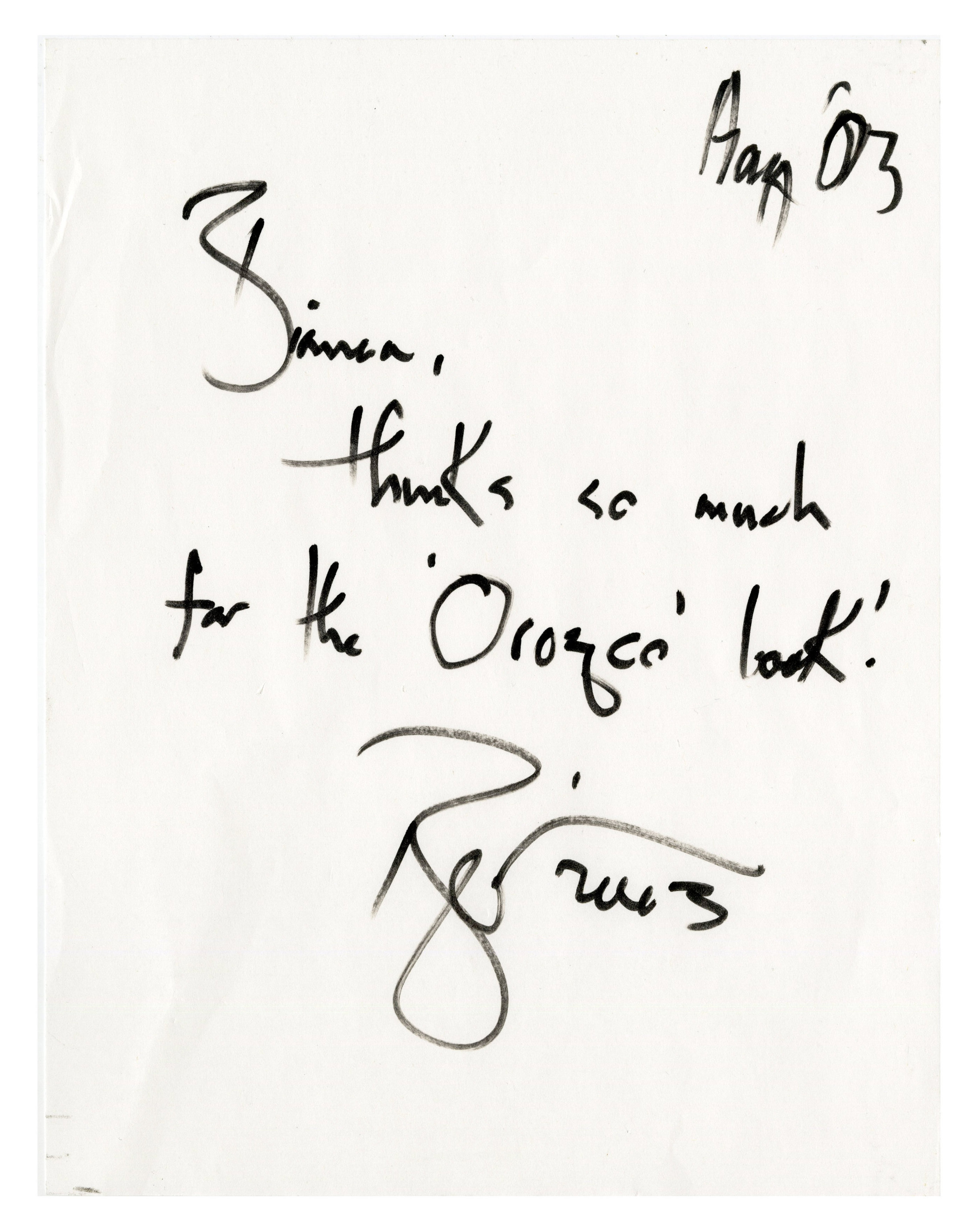 David Bowie 2003 Handwritten Note (UK)
