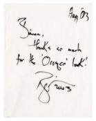 David Bowie 2003 Handwritten Note (UK)
