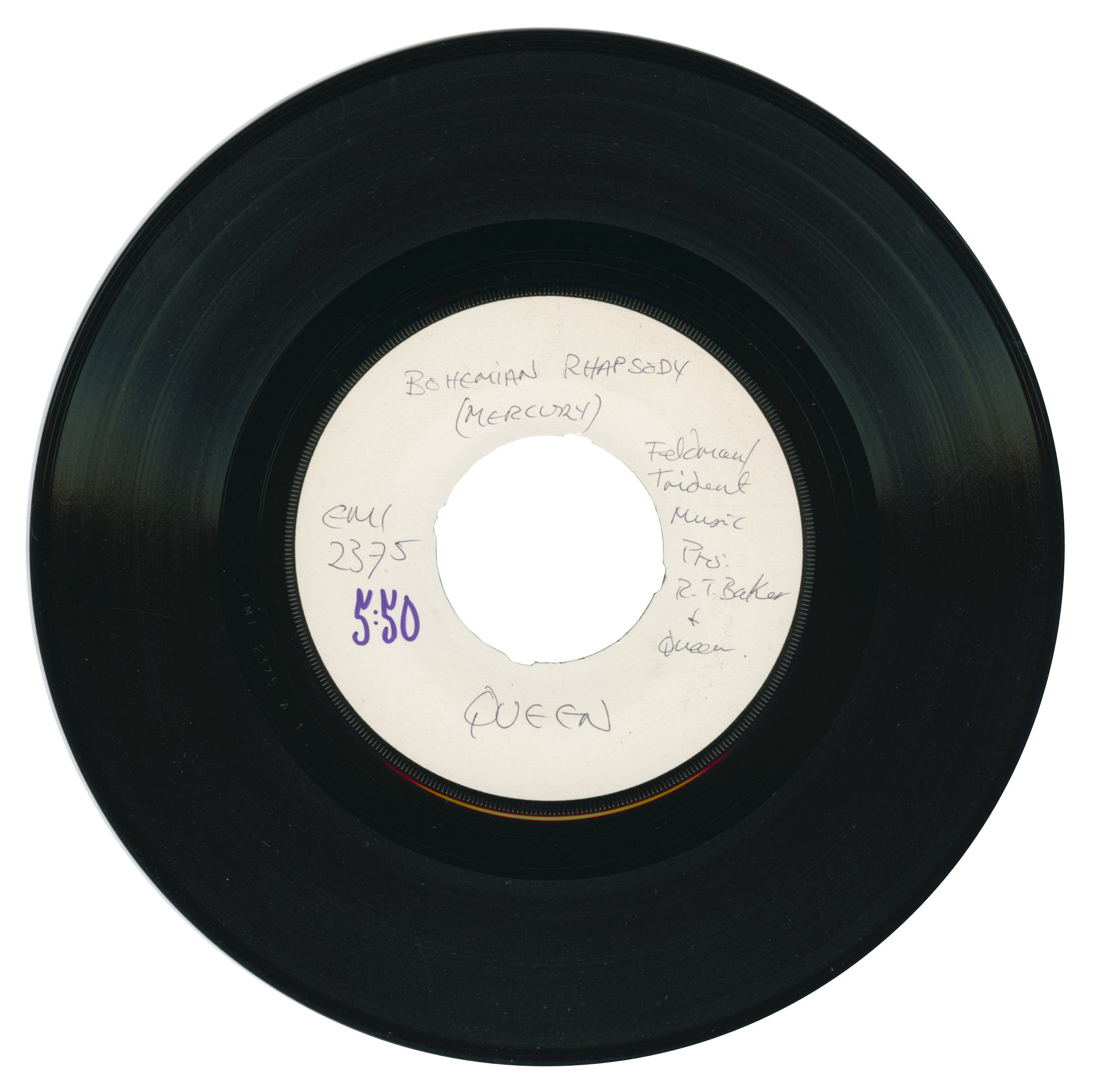 Queen Bohemian Rhapsody 7 Inch Vinyl Test Pressing John Peel Collection (UK)