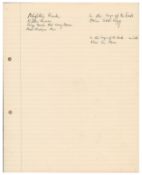 Freddie Mercury Handwritten 1974 Sheer Heart Attack Track List (UK)