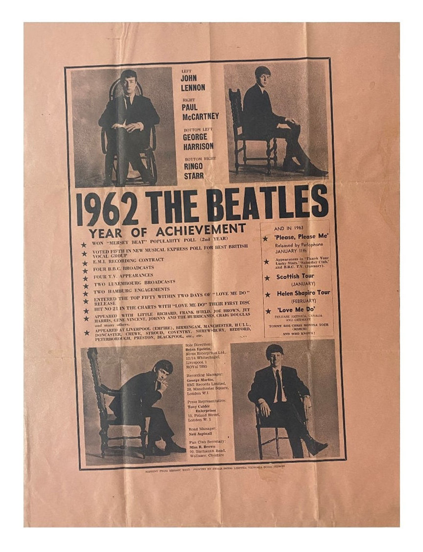 The Beatles 1962 Year Of Achievement Poster (UK)