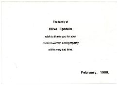 Queenie Epstein 1988 Handwritten Sympathy Card To Freda Kelly (UK)