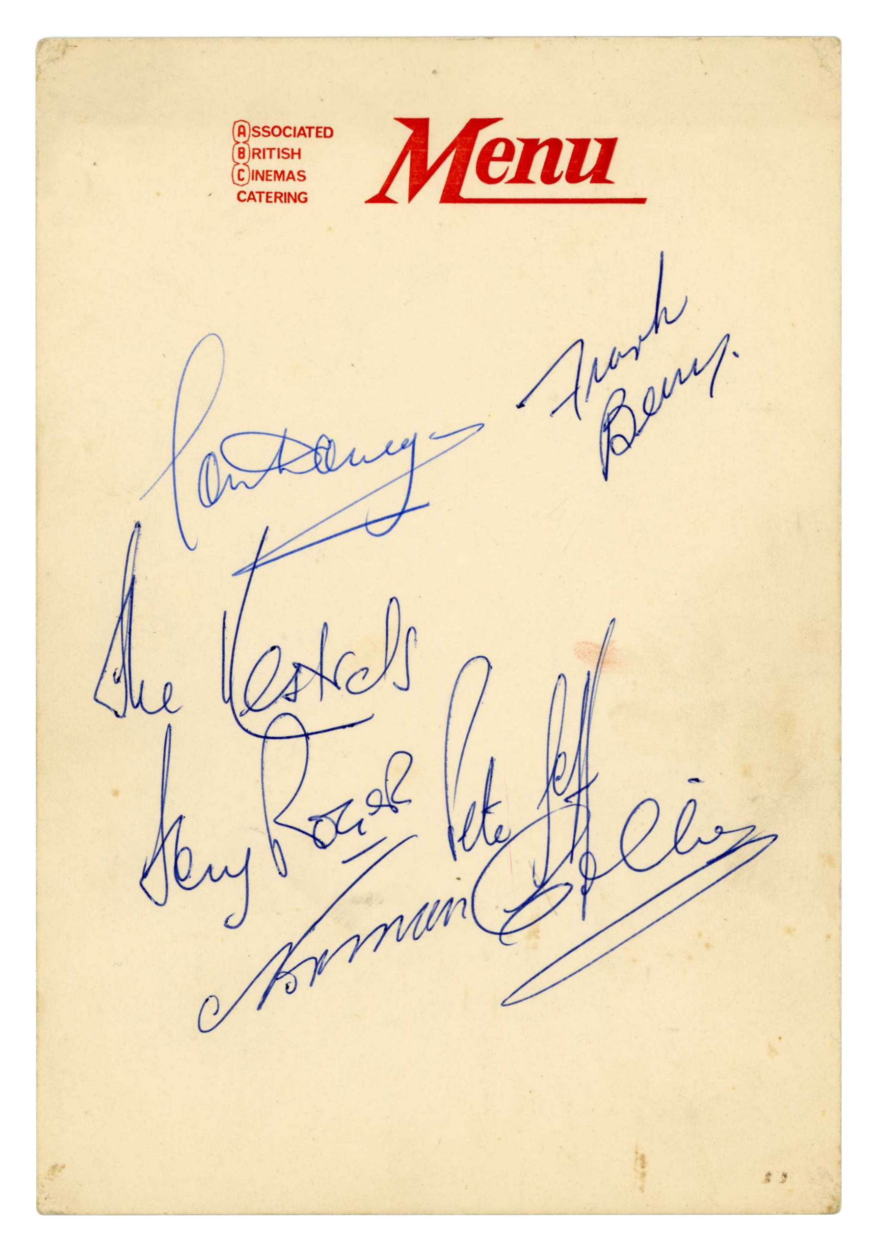 The Beatles 1963 Autographs ABC Cinema Menu Hull (UK) - Image 2 of 3