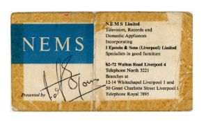 Brian Epstein 1960s NEMS Ltd Business Card Signed By Peter Brown Freda Kelly Collection (UK)