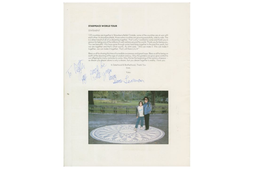 Yoko Ono & Sean Lennon 1986 Signed Starpeace World Tour Programme (UK) - Image 2 of 2
