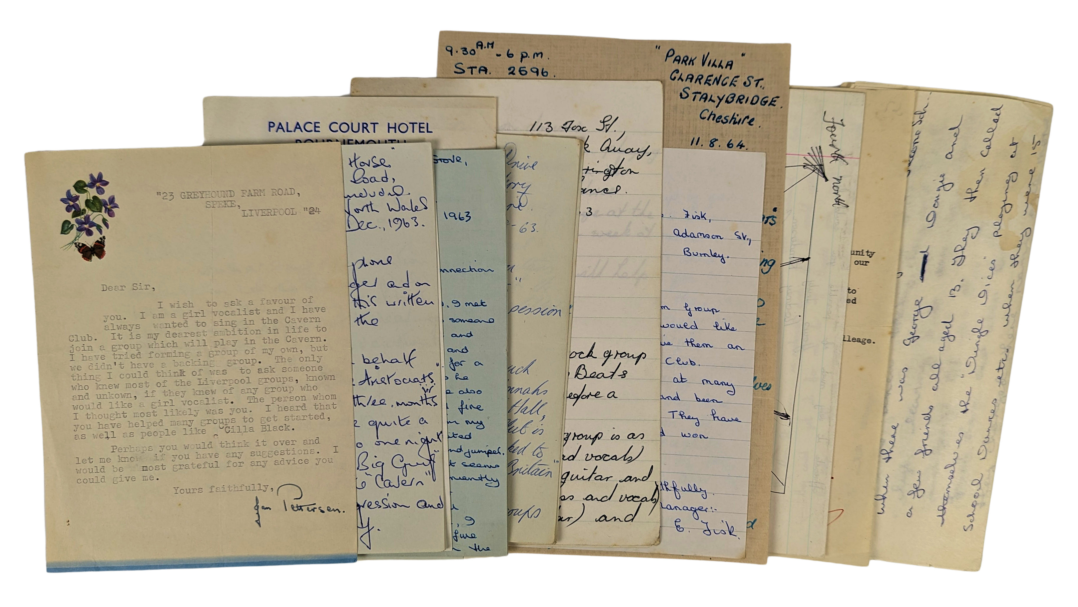 A Collection Of Letters From Groups Applying for Auditions At The Cavern Club (UK)