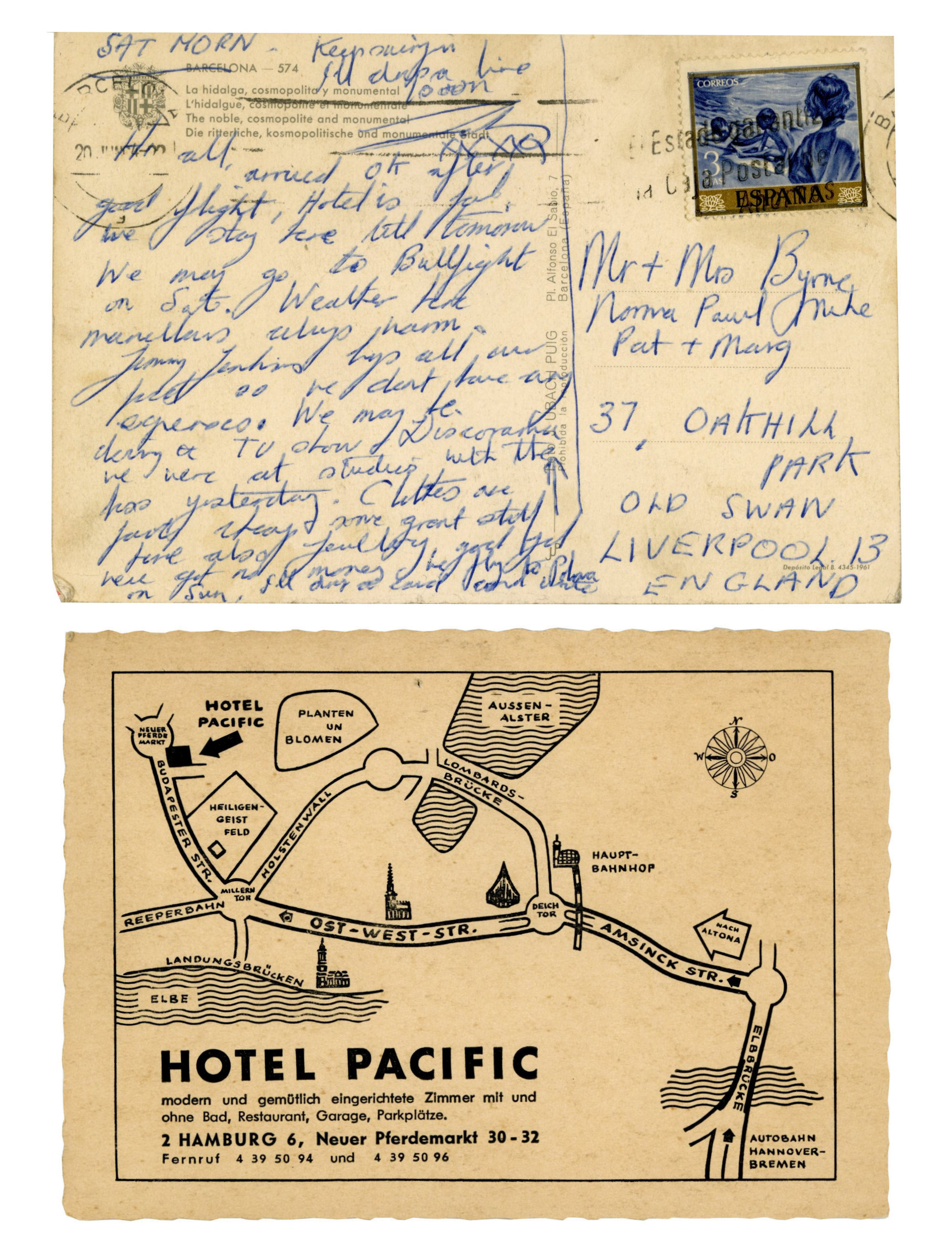 Johnny Guitar 1960s Handwritten Postcards (UK)