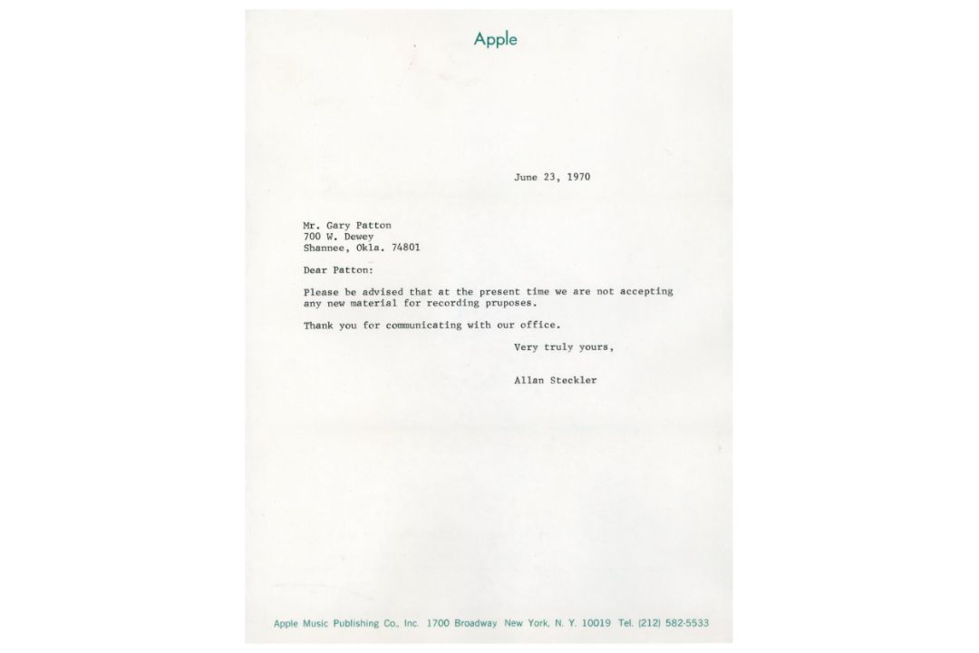 Apple Music Publishing Company Letter And Envelope (USA) - Image 1 of 2